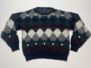 Stefano Man Vintage Sweater 90s Mens M/L Nordic Geometric Designer Pattern